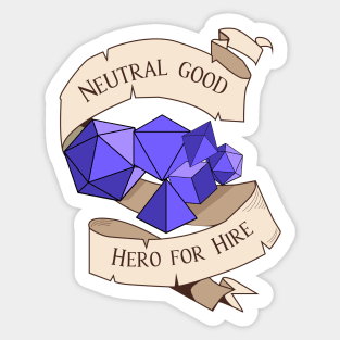 Tabletop RPG - Games Master - Neutral Good Hero For Hire Sticker